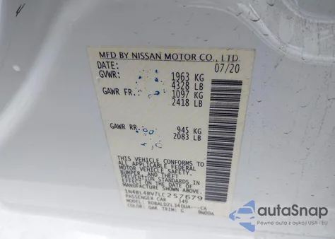 2020 Nissan Altima S Fwd from USA, damaged, VIN 1N4BL4BV7LC257679